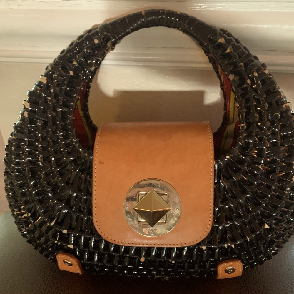 Kate Spade black wicker purse